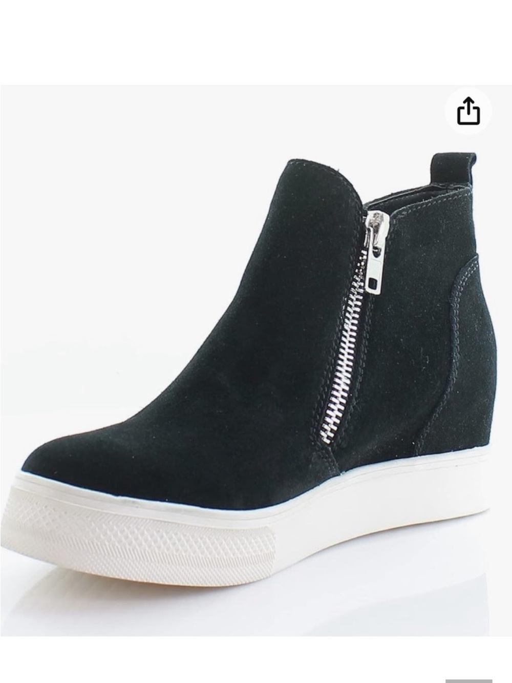 Steve Madden Black Suede Wedge Sneaker with White Platform